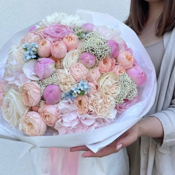 Bukiet pastelowy, bukiet na urodziny, bukiet z kwiatów mieszanych