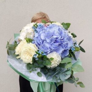 Bukiet hortensji i róż, bukiet na urodziny, kwiaty warszawa