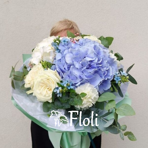 Bukiet hortensji i róż, bukiet na urodziny, kwiaty warszawa