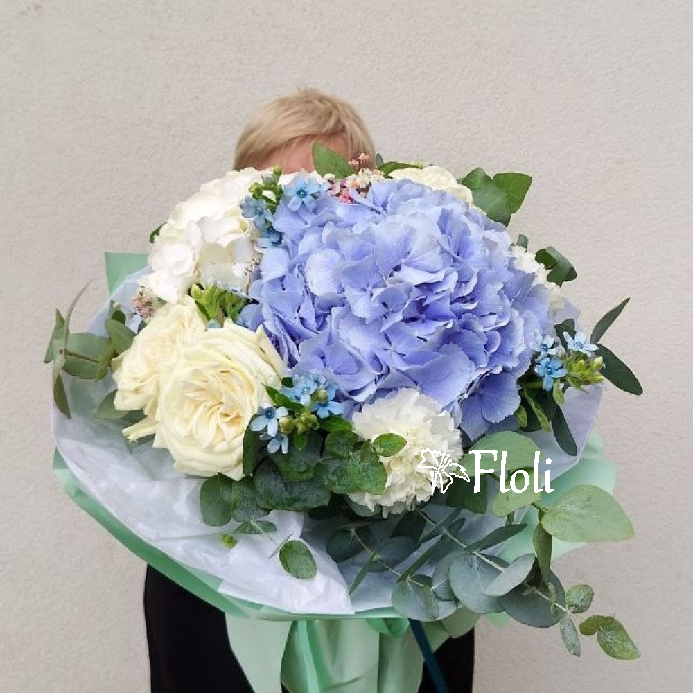 Bukiet hortensji i róż, bukiet na urodziny, kwiaty warszawa