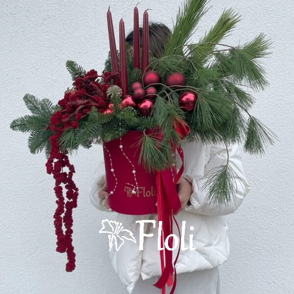 Świąteczny box, kwiaty na boże narodzenie