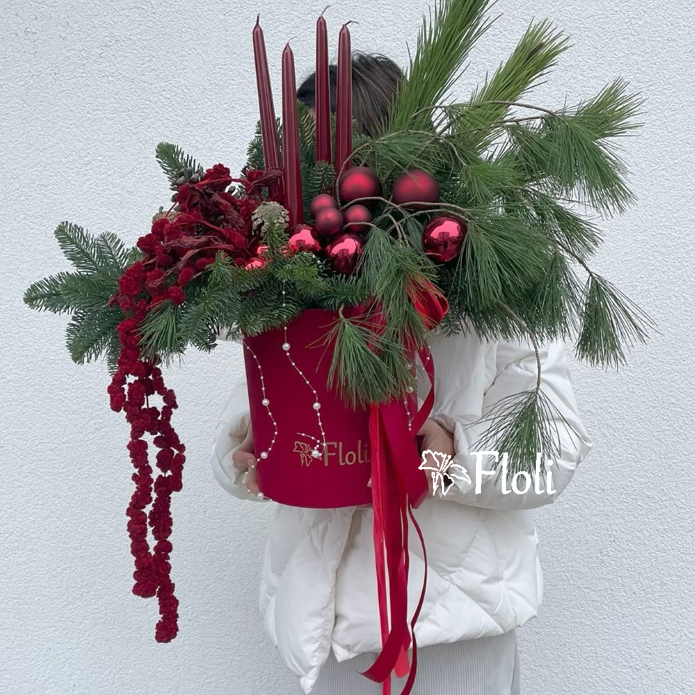 Świąteczny box, kwiaty na boże narodzenie