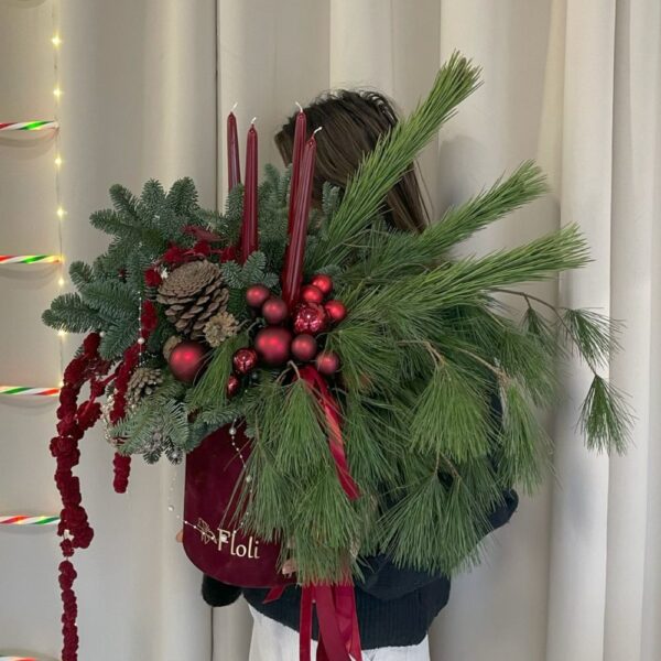 Świąteczny flowerbox, kwiaty na boże narodzenie