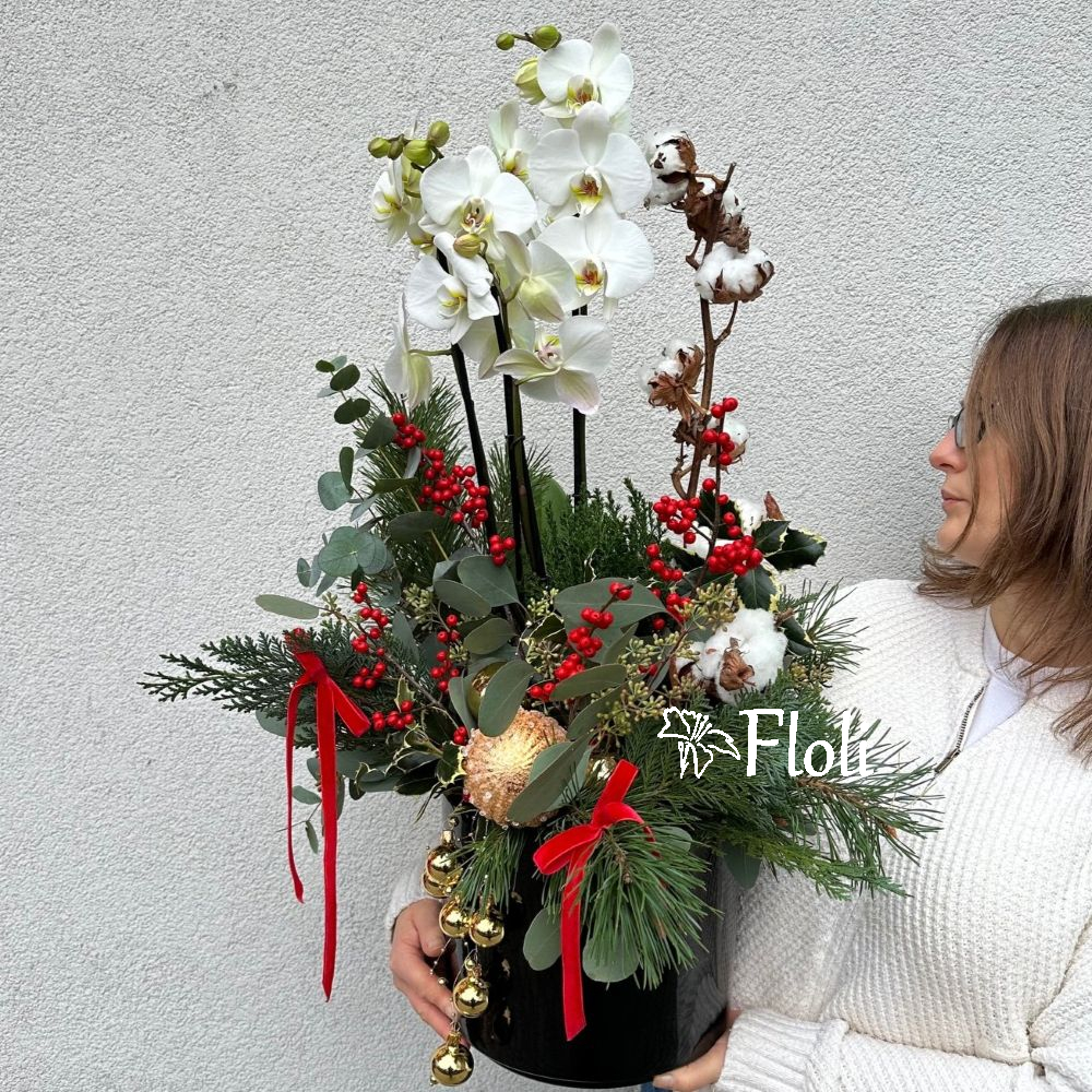 świąteczny flowerbox na boże narodzenie, prezent na święta